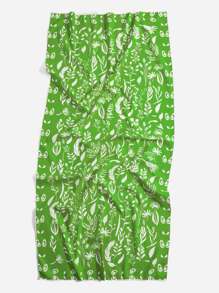 植物圖案沙灘巾 - 綠色 - 查看 5