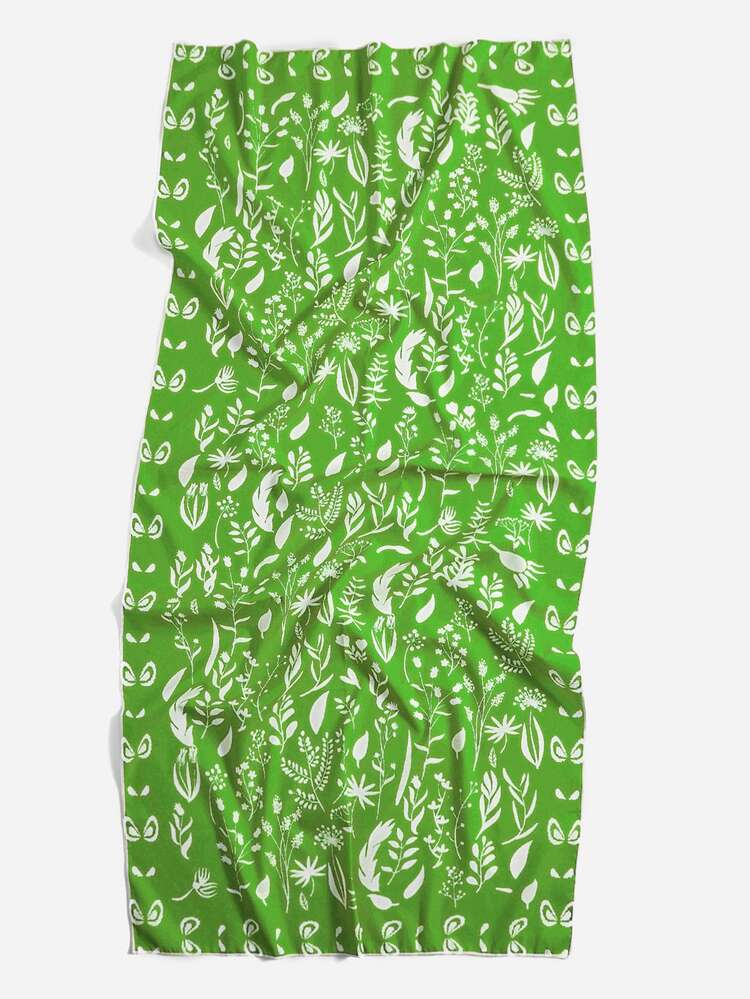 植物圖案沙灘巾 - 綠色 - 查看 5