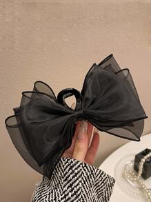 1pc Elegant Chiffon Bow Hair Clip, Princess Style Hair Claw, High-End Graceful Rear Hairpin For Women Hair Clips Hair Jaw Clip Hair Clamps Hair Clutch Hair Catcher Clip, Claw Clip Fall Winter Hair Accessories For Women For Vacation Outfits Woman