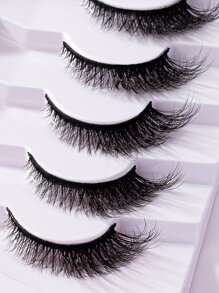 7 对全假睫毛 3D 立体鱼尾眼细长狐狸眼仿貂猫眼造型角翼尾细长条状睫毛，0.4-1.2 厘米条状睫毛，睫毛，睫毛，假睫毛 - 黑色 - 查看 4