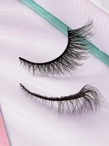 7 对全假睫毛 3D 立体鱼尾眼细长狐狸眼仿貂猫眼造型角翼尾细长条状睫毛，0.4-1.2 厘米条状睫毛，睫毛，睫毛，假睫毛 - 黑色 - 查看 7