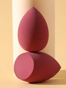 2 件化妆海绵，适用于霜状和粉状遮瑕膏、散粉化妆涂抹器 - 酒紅色 - 查看 2