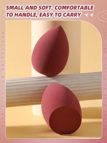 2 件化妆海绵，适用于霜状和粉状遮瑕膏、散粉化妆涂抹器 - 酒紅色 - 查看 5