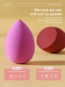 2PCS Makeup Sponge,Suitable For Cream & Powder Concealer, Loose Powder Makeup Applicator - Multicolor - View 6