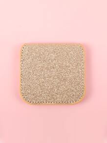 Foldable Makeup Mirror, 1pc Glitter Rectangle Single-Sided Compact Cosmetic Mirror, Portable Travel Mirror For Women & Girl, Gift For Women Mom Wife Sister Teen Girl Friend - Gold - View 8