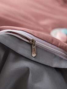 4入組雙色調被套1入組被套和1入組床單和2入組枕套極簡滌綸床上用品四季皆宜 - 彩色 - 查看 8