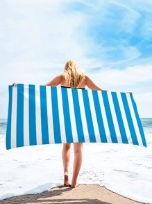 1 cái Khăn tắm biển sợi nhỏ, Khăn tắm biển du lịch họa tiết sọc cho ngoài trời - Nhiều màu - Xem 3