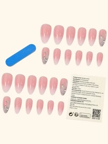 24 móng tay giả màu ombre hạnh nhân dài và 1 dũa móng tay và 1 băng dán móng tay - Nhiều màu - Xem 2
