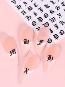 2张字母图案美甲贴纸 DIY美甲用品 - 黑色 - 查看 2