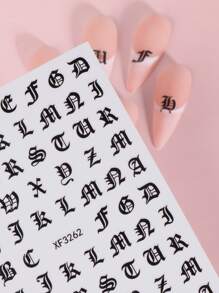 2张字母图案美甲贴纸 DIY美甲用品 - 黑色 - 查看 3