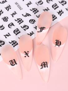 2张字母图案美甲贴纸 DIY美甲用品 - 黑色 - 查看 4