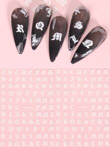 FULL BEAUTY 2 tờ Thư Họa Tiết Móng Tay Nghệ Thuật Miếng Dán Miếng Dán Móng Tay DIY - trắng - Xem 1