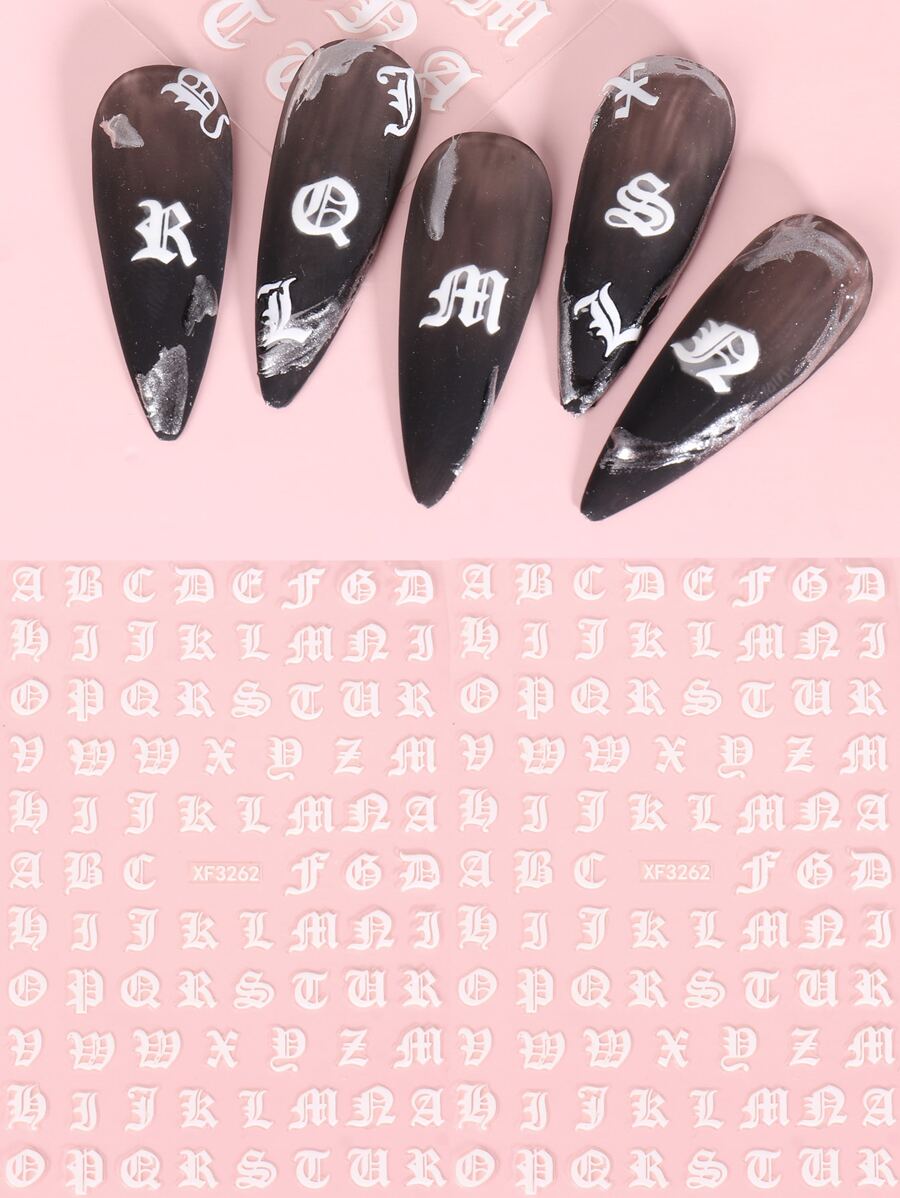 FULL BEAUTY 2 tờ Thư Họa Tiết Móng Tay Nghệ Thuật Miếng Dán Miếng Dán Móng Tay DIY - trắng - Xem 1