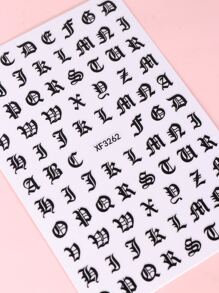 2张字母图案美甲贴纸 DIY美甲用品 - 黑色 - 查看 5