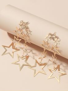 1 par de pendientes bohemios con borlas exageradas en forma de estrella y calados - Amarillo Oro - Ver 2