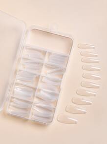 Nâng tầm phong cách của bạn với 100 chiếc Quan tài Trong suốt móng tay giả cho gia đình DIY Nail Salon Bấm móng tay vào móng tay Đồ dùng làm móng - Trong sáng - Xem 1