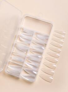 使用100支長尖形透明假指甲，提升您的造型，適用於家庭DIY美甲沙龍，指甲延伸，壓克力指甲，指甲用品 - 無色 - 查看 1