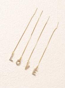 1 Pieza Pendiente De Cadena De Letra Capital Inglesa 26 Con Hilo Para Mujeres, Regalo Para Festivales, Uso Diario, Estilo Europeo Y Americano, Exquisita Incrustación De Circonita Cúbica De Cobre - Amarillo Oro - Ver 5