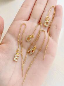 1 Pieza Pendiente De Cadena De Letra Capital Inglesa 26 Con Hilo Para Mujeres, Regalo Para Festivales, Uso Diario, Estilo Europeo Y Americano, Exquisita Incrustación De Circonita Cúbica De Cobre - Amarillo Oro - Ver 2