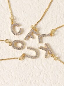 1 Pieza Pendiente De Cadena De Letra Capital Inglesa 26 Con Hilo Para Mujeres, Regalo Para Festivales, Uso Diario, Estilo Europeo Y Americano, Exquisita Incrustación De Circonita Cúbica De Cobre - Amarillo Oro - Ver 6