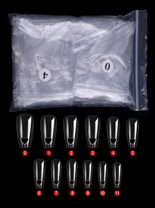 使用540入組長棺材透明空心假指甲家用DIY美甲沙龍美甲延長片立即升級您造型 - 無色 - 查看 3