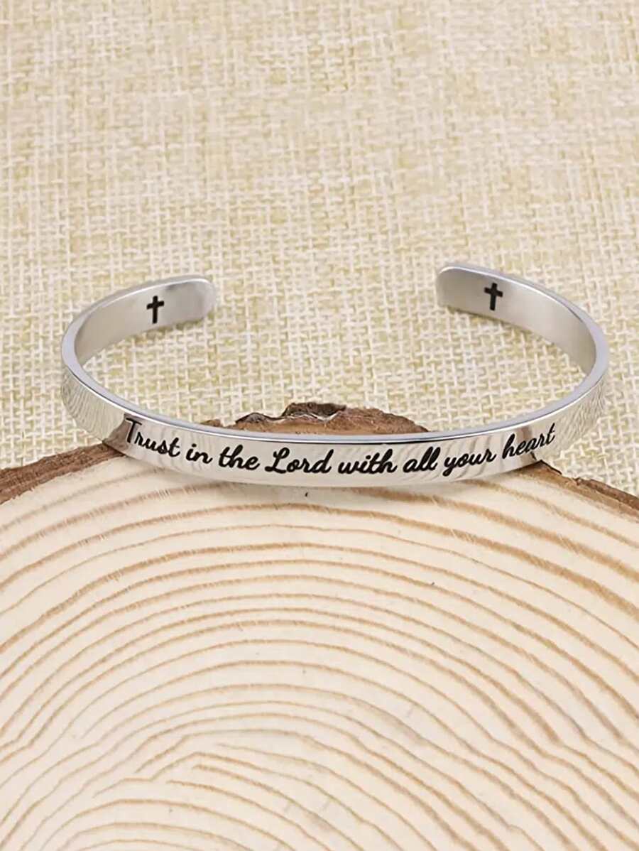 Brazalete del puño del detalle de la letra de los hombres, para el regalo y el partido de la joyería - Plateado - Ver 1