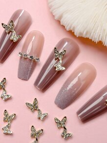 Bộ 10 gói trang trí móng tay nghệ thuật thiết kế hình con bướm - Vàng - Xem 2