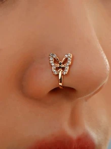 Vòng bít mũi trang trí hình bướm đính đá Zirconia - Vàng - Xem 1