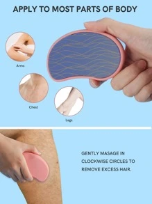 1pc Crystal Glass Hair Remover, 2-in-1 Foot File & Hair Removal Tool, With Multifunctional & Reusable Properties, Magic & Painless Exfoliation Hair Removal Tool For Fast & Easy Hair Erasure For Women & Men On Back, Arms, And Legs. Portable Epilator. It Is Recommended To Apply Moisturizer Or Aloe Vera Gel On The Skin After Use For Soothing Effect. - Pink - Pink - View 6