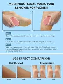 1pc Crystal Glass Hair Remover, 2-in-1 Foot File & Hair Removal Tool, With Multifunctional & Reusable Properties, Magic & Painless Exfoliation Hair Removal Tool For Fast & Easy Hair Erasure For Women & Men On Back, Arms, And Legs. Portable Epilator. It Is Recommended To Apply Moisturizer Or Aloe Vera Gel On The Skin After Use For Soothing Effect. - Pink - Pink - View 7