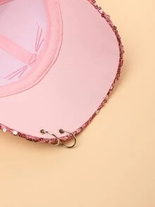 Toddler Girls Cartoon Embroidered Sequins Detail Baseball Cap - Pink - View 4