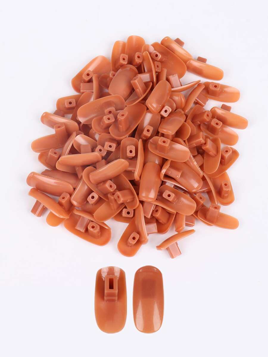 FULL BEAUTY 100 cái Nail Art Thực hành Nail Fake, Đối với Nail Thực hành Đối với Nail Acrylic, Luyện ngón tay cho Người mới bắt đầu Nail Art, Nail Fake Nhựa cho Đào tạo Nail Art - màu nâu - Xem 1