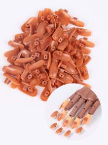 FULL BEAUTY 100 cái Nail Art Thực hành Nail Fake, Đối với Nail Thực hành Đối với Nail Acrylic, Luyện ngón tay cho Người mới bắt đầu Nail Art, Nail Fake Nhựa cho Đào tạo Nail Art - màu nâu - Xem 6