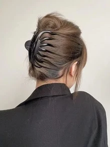 1pc/2pcs New Style Simple Black Hair Claws For Women - Black - View 6