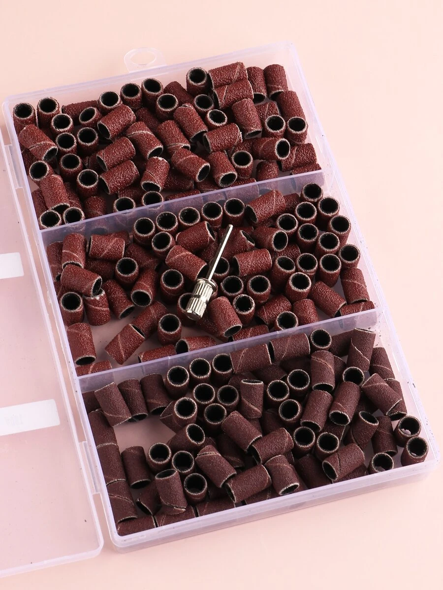 FULL BEAUTY 210入組砂帶白色1入組指甲鑽頭專業指甲修指甲電動銼刀，用於亞克力指甲修指甲修腳指甲鑽砂帶砂環帶磨頭拋光機必備用品 - 巧克力棕 - 查看 1