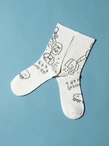 Figure Graphic Crew Socks - White - View 4