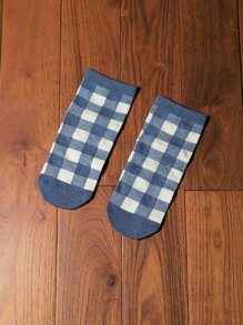 Men Plaid Print Crew Socks - Multicolor - View 1