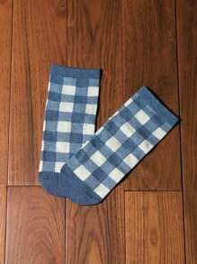 Men Plaid Print Crew Socks - Multicolor - View 2