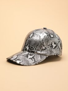 Gorra de béisbol con estampado de piel de serpiente
