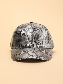 Gorra de béisbol con estampado de piel de serpiente
