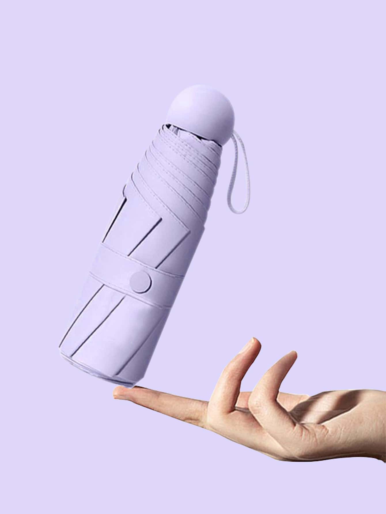 1把便携式雨伞，简约紫色雨伞，可爱小物 - 紫丁香色 - 查看 1