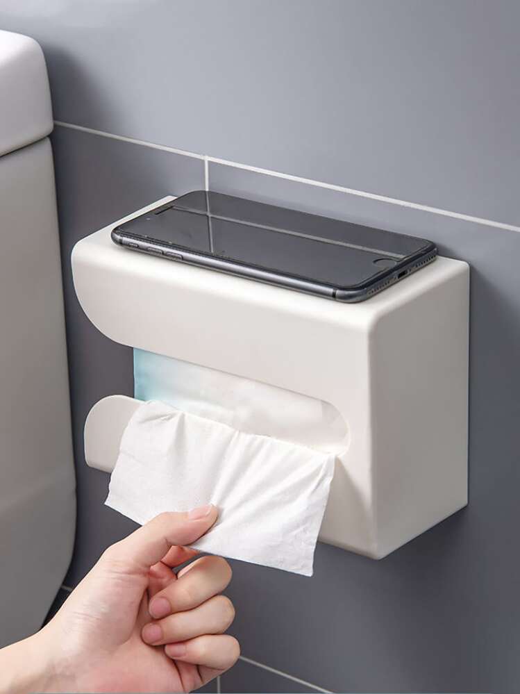 1pc PP Tissue Storage Box Punch free Wall Mounted Tissue Box Cover Holder For Home
