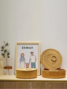 1 hộp lưu trữ đồ ăn nhẹ bằng tre, hộp lưu trữ thiết kế bện cho gia đình - Màu Khaki - Xem 6