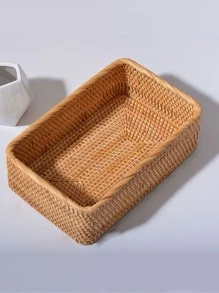 1pc Bamboo Storage Basket, Desktop Storage Basket For Home - Khaki - View 3