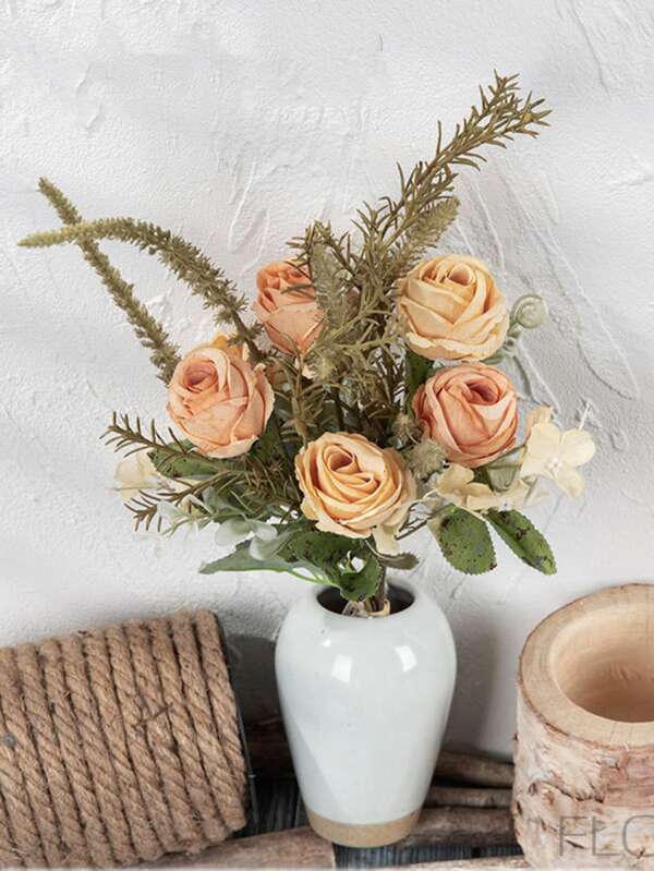 1bunch Plastic Artificial Flower Bouquet, Romantic Artificial Flower Bundle SHEIN USA