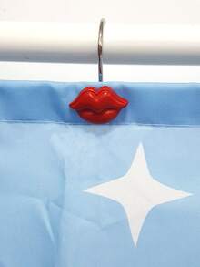 12pcs/set Polyresin Shower Curtain Hook, Creative Lip Design Shower Curtain Ring For Bathroom - Red - View 4