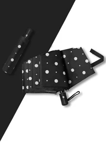 1入組自動雨傘現代圓點圖案雨傘 - 黑與白 - 查看 2