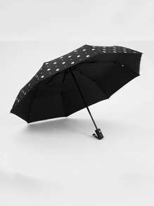 1入組自動雨傘現代圓點圖案雨傘 - 黑與白 - 查看 3