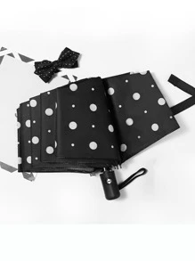 1入組自動雨傘現代圓點圖案雨傘 - 黑與白 - 查看 6