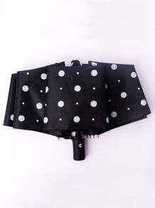 1入組自動雨傘現代圓點圖案雨傘 - 黑與白 - 查看 7